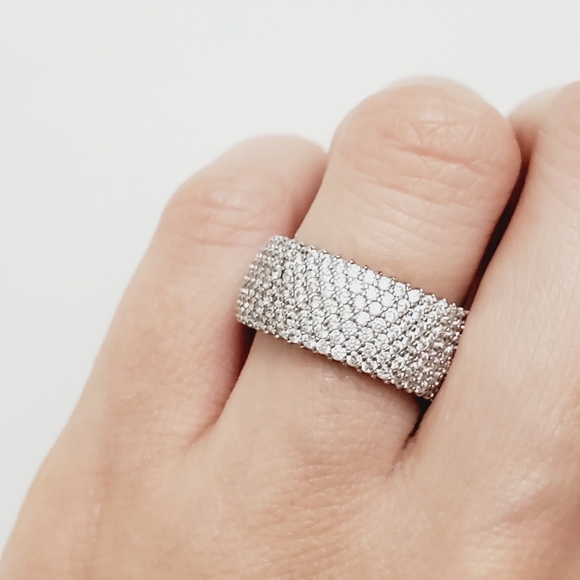 NEW 925 Sterling Silver Diamond  Eternity Ring - Picture 2 of 16